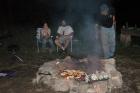 Dave tends the fire