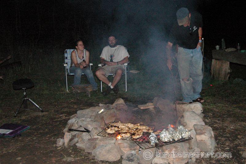 Dave tends the fire