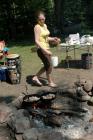 Sabrina coordinating the "Bacon Fest"
