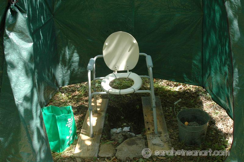 Inside the cozy latrine